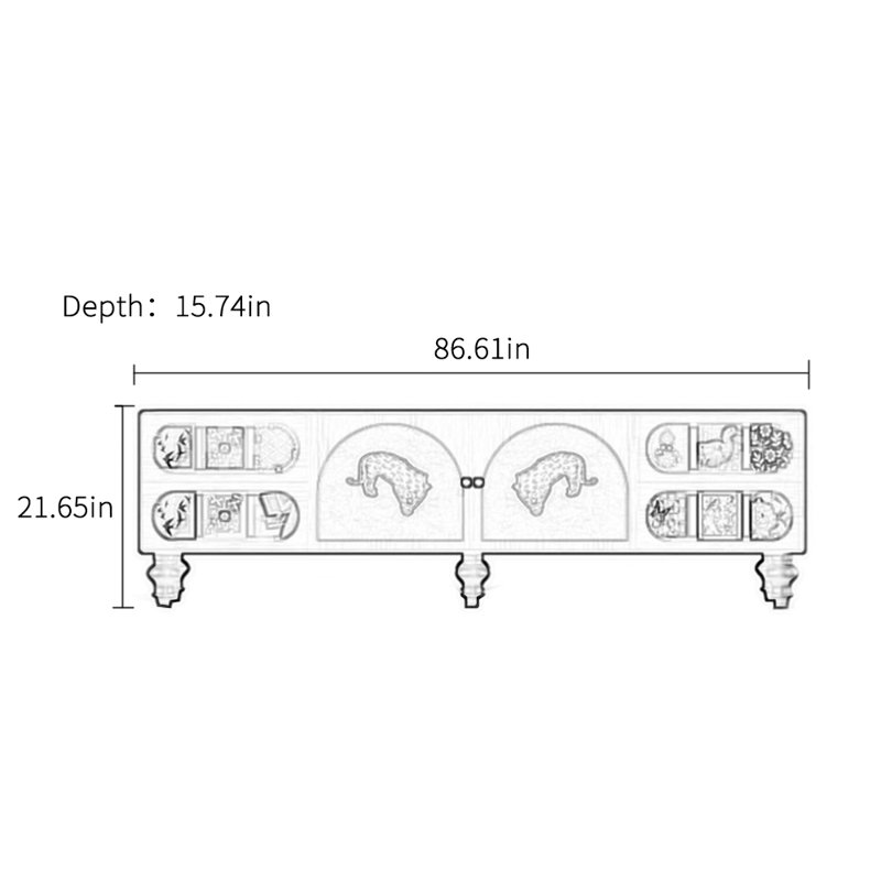Meuble télé créatif et personnalisé, H 21,65 po x L 86,61 po x l 15,74 po