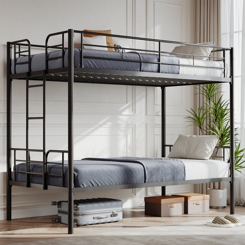 Alisiana Kids Twin Over Twin Bunk Bed, Black