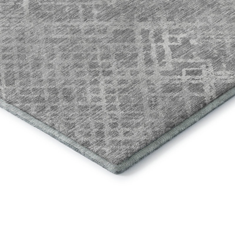 Tapis gris Prisco lavable à la machine de qualité supérieure, Rectangulaire 8 pi x 10 pi