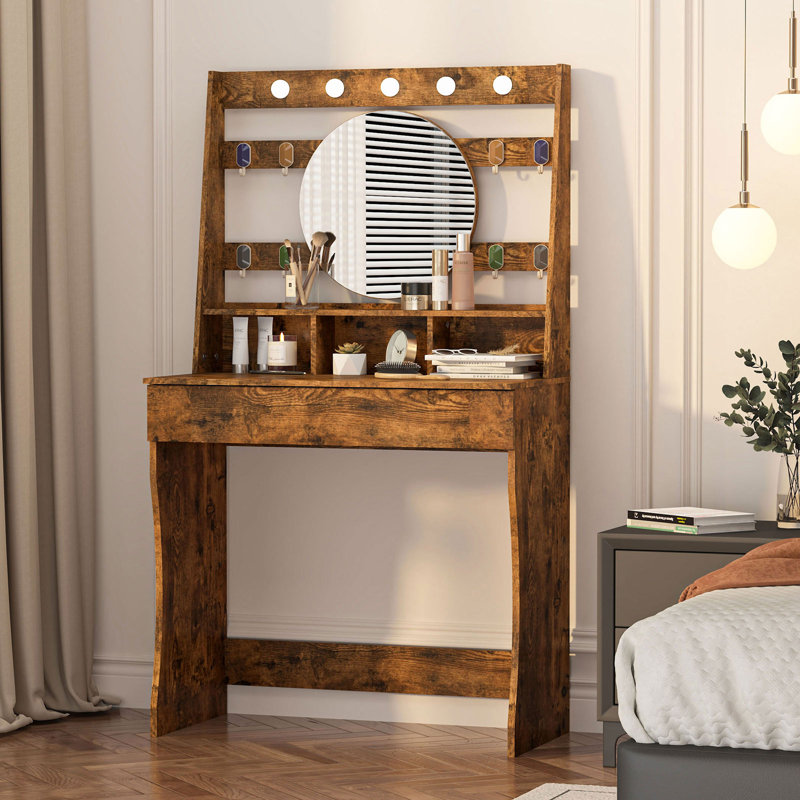 Tamme Dressing Table with Mirror, Brown