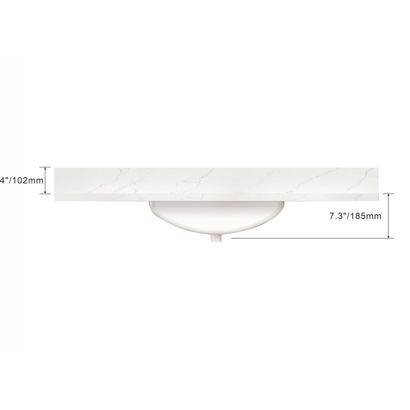 37" Quartz Single Bathroom Vanity Top with Sink, Carrara White