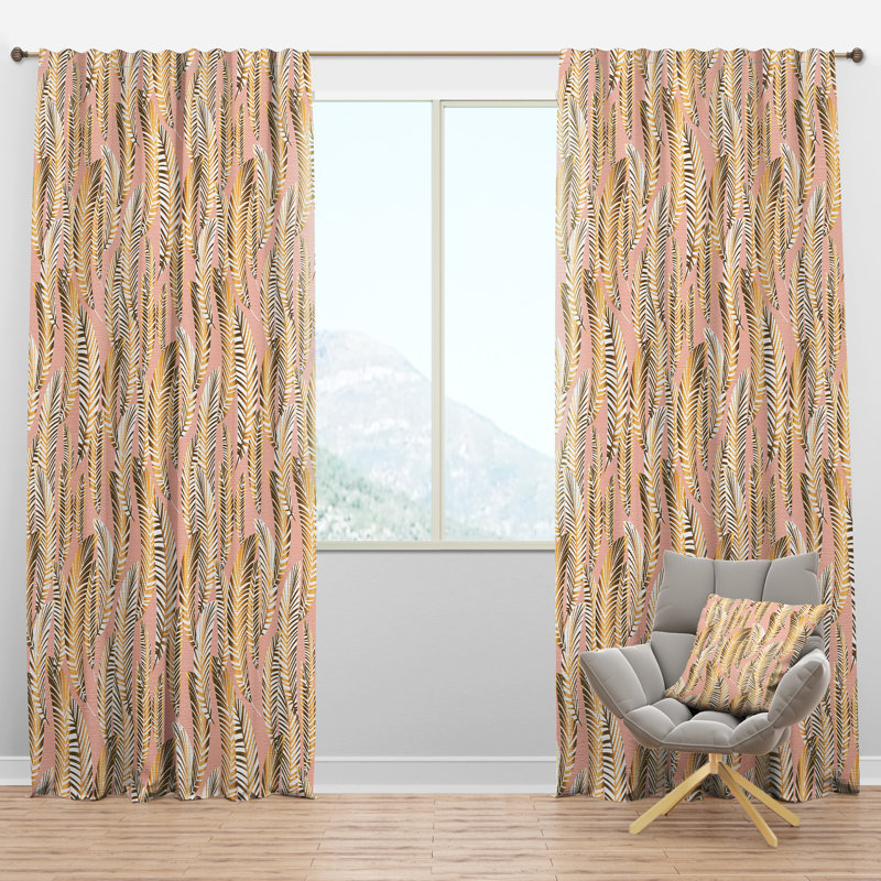 Panneau de rideau simple semi-diaphane avec passe-tringle Mid-Century, l 52 po x L 84 po