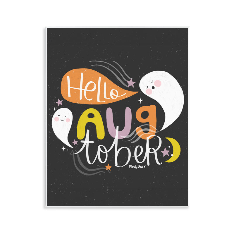 Plaque murale Hello Augtober avec fantômes, design par Mandy Ford Art + Illustration