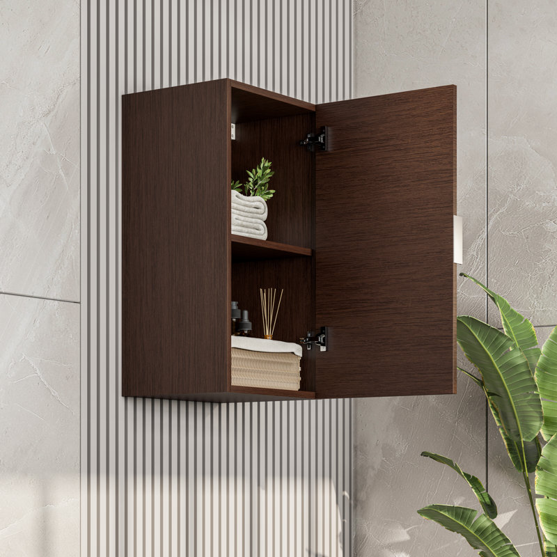 Hokku Designs Ceceila 14 In. W X 13 In. D Wenge Wall-Mounted Linen Cabinet
