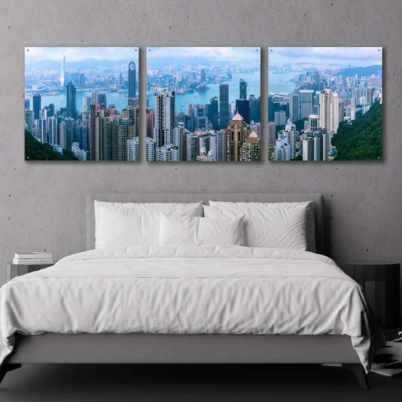 «Epic Art», tableau de Hongkong par Epic Art, art mural en verre acrylique, 3 pièces, H 36 po x l 108 po