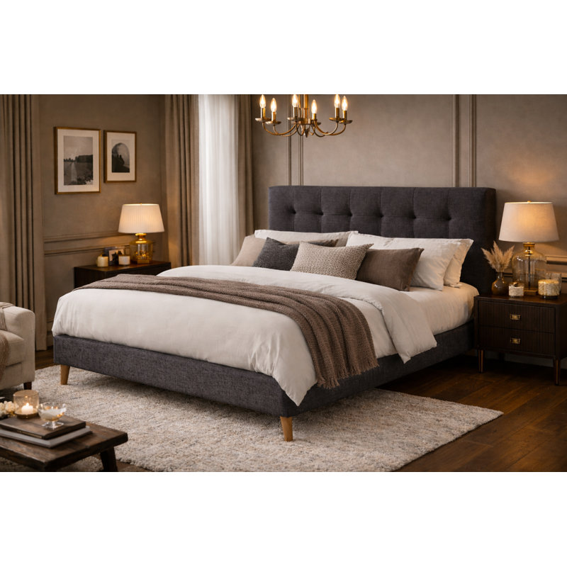 Morris Upholstered Bed, Dark Grey, Kingsize (5')