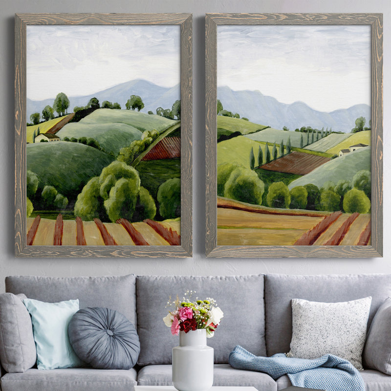 Toscane, croquis I - ensemble de 2 cadres photo, H 37,5 po x l 55 po x P 1,5 po, Toile avec cadre gris