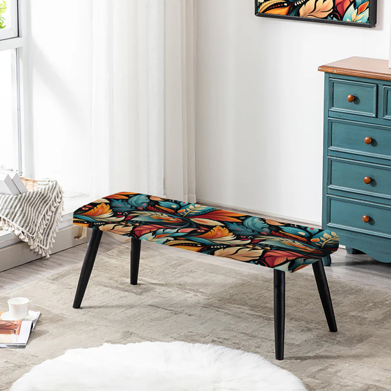 Artistic Nomad Boho Pattern - Boho Upholstered Black Bench