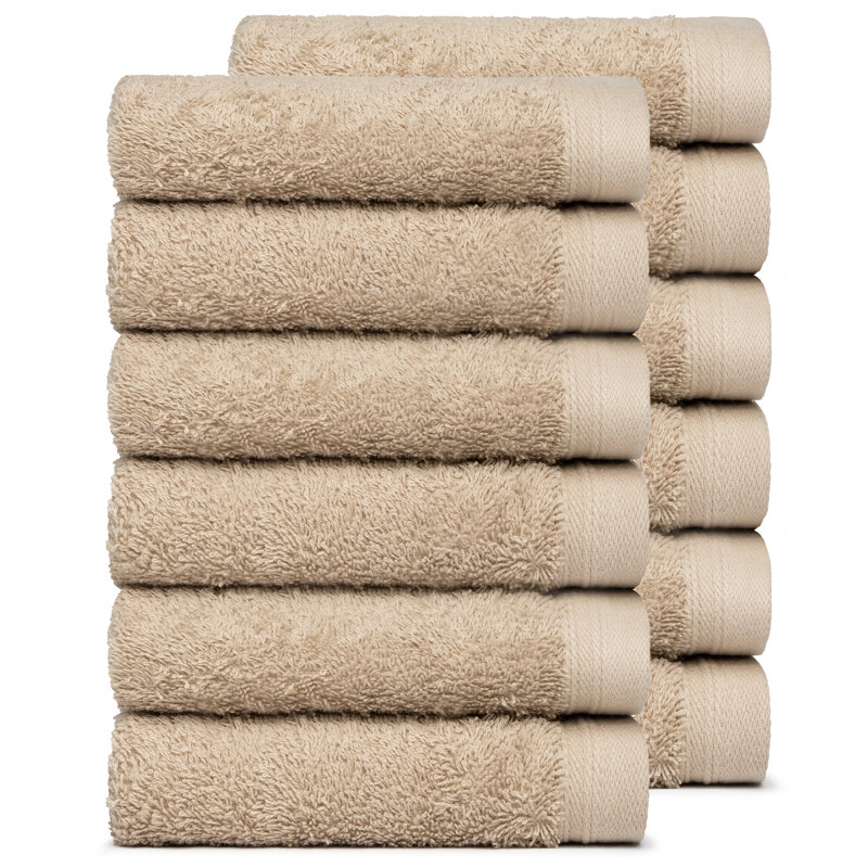 Graciela 12 Piece 100% Cotton Washcloth Set, Sand