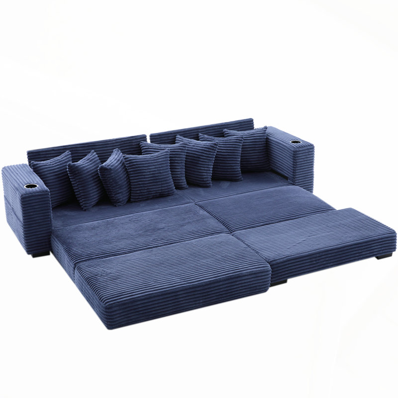 Canapé modulaire en velours côtelé, Bleu