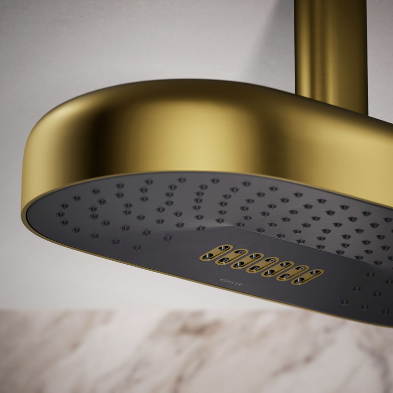 Statement™ 18" 2.5 GPM Oblong Rainhead, Vibrant Brushed Moderne Brass