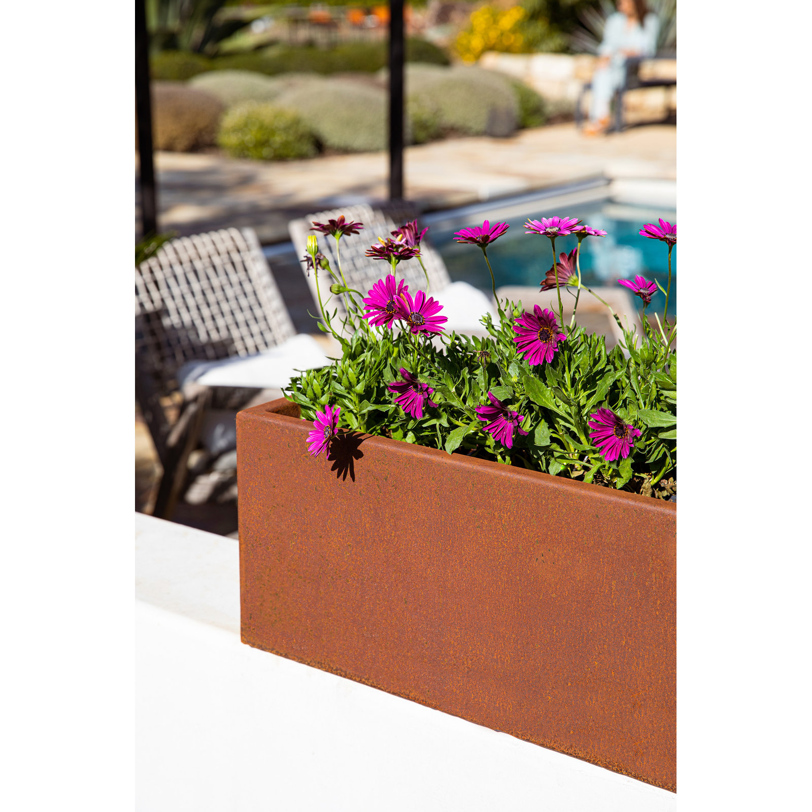 Corten Steel Series 9" H Rectangle Window Box Planter, 9" H x 36" W x 9" D