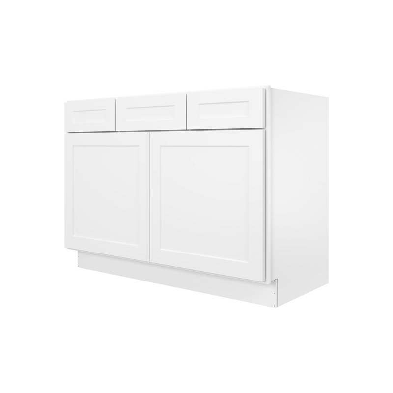Meuble-lavabo de style Shaker à 2 tiroirs, sans comptoir, à assembler soi-même, 53 cm (P) x 122 cm (L) x 88 cm (H), blanc