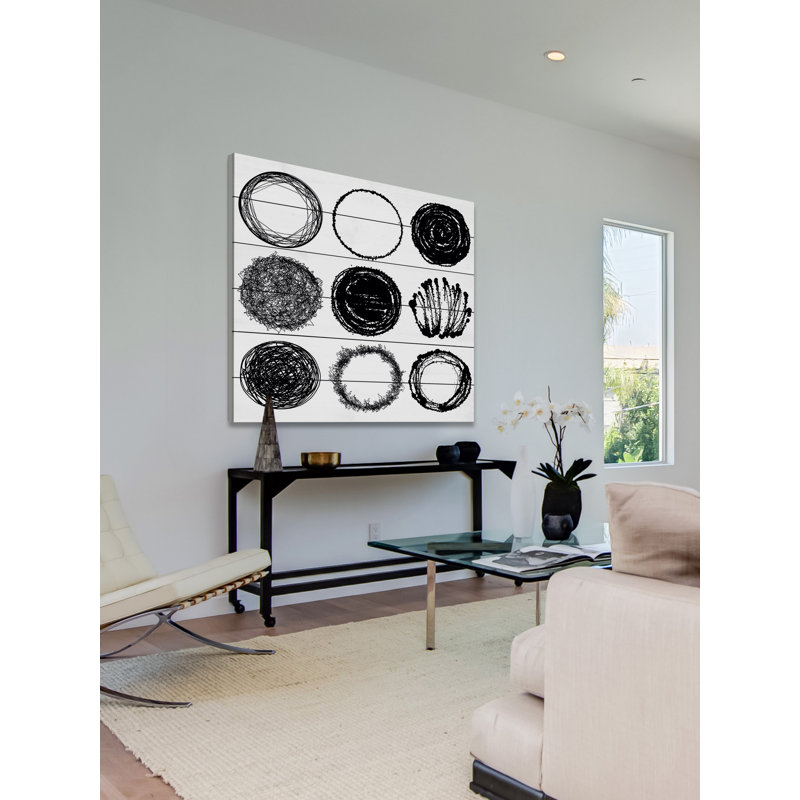 « round nine », reproduction d’impression sur bois blanc, H 32 po x l 32 po x P 1,5 po