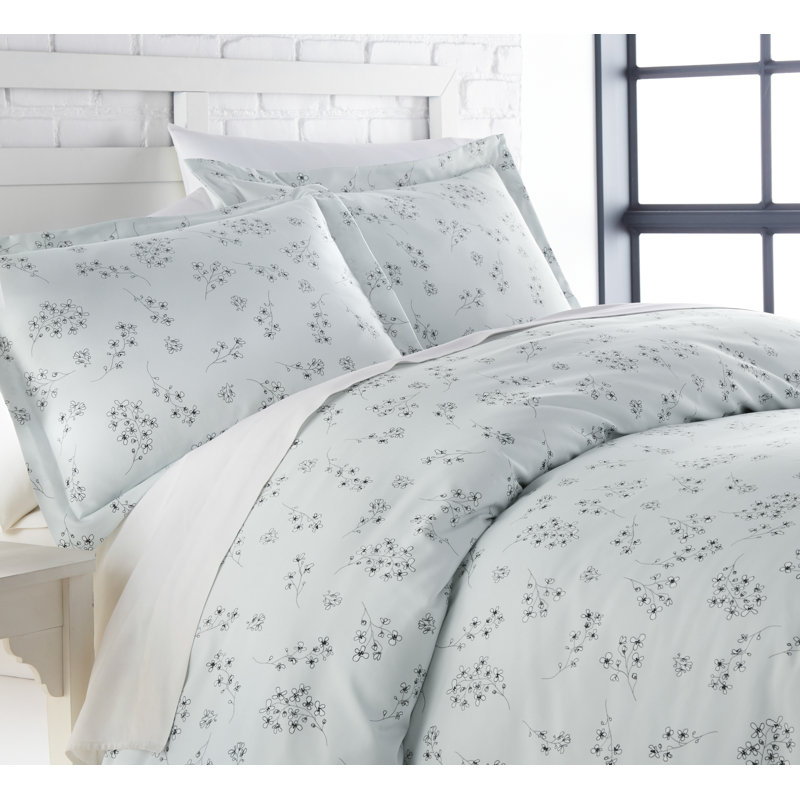 Sweet Florals Oversized Down Alternative Comforter Set by Southshore Fine Linens, Blue, King Comforter + 2 Standard Shams