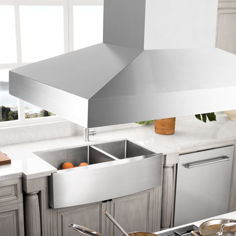 36" 400 CFM Ducted Island Range Hood in Steel, 36"