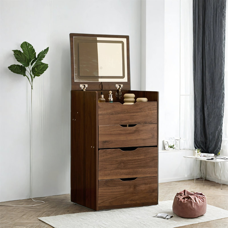 Bureau de coiffeuse 3 en 1 avec miroir rabattable