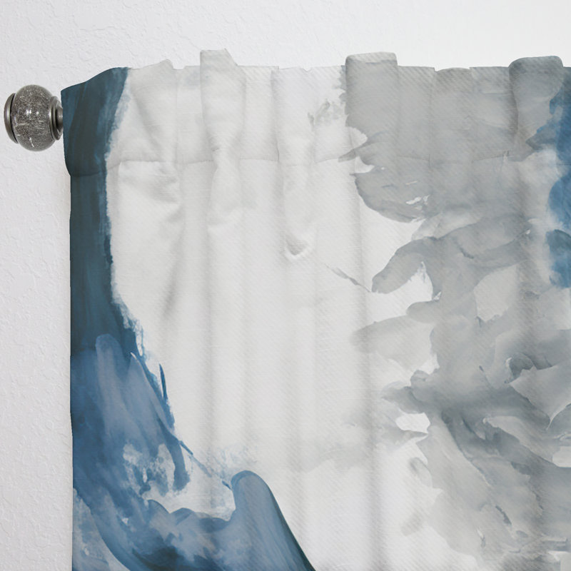 Rideau en velours abstrait Feeling Honolulu Blue X - 1 panneau, L 52 po x L 108 po