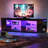 71" High-Glossy TV Stand For TVs Up to 80" Modern TV Console with LED Lights and 4 Open Shelves-1263230597