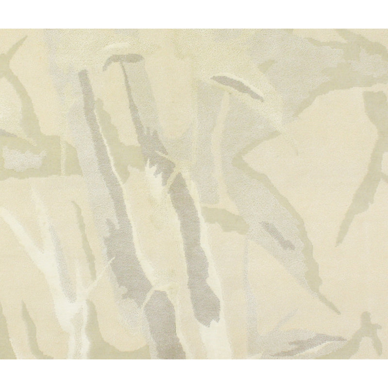 Tapis noué à la main ivoire / gris / beige, Rectangle 12 pi x 15 pi