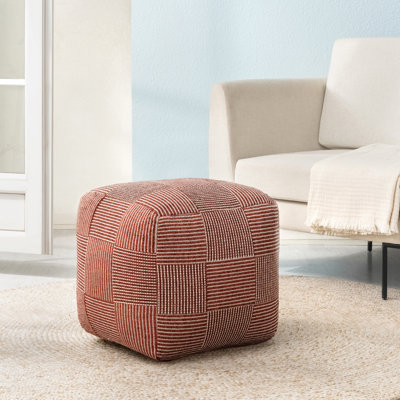 Marta 20" Teak Upholstered Pouf Ottoman