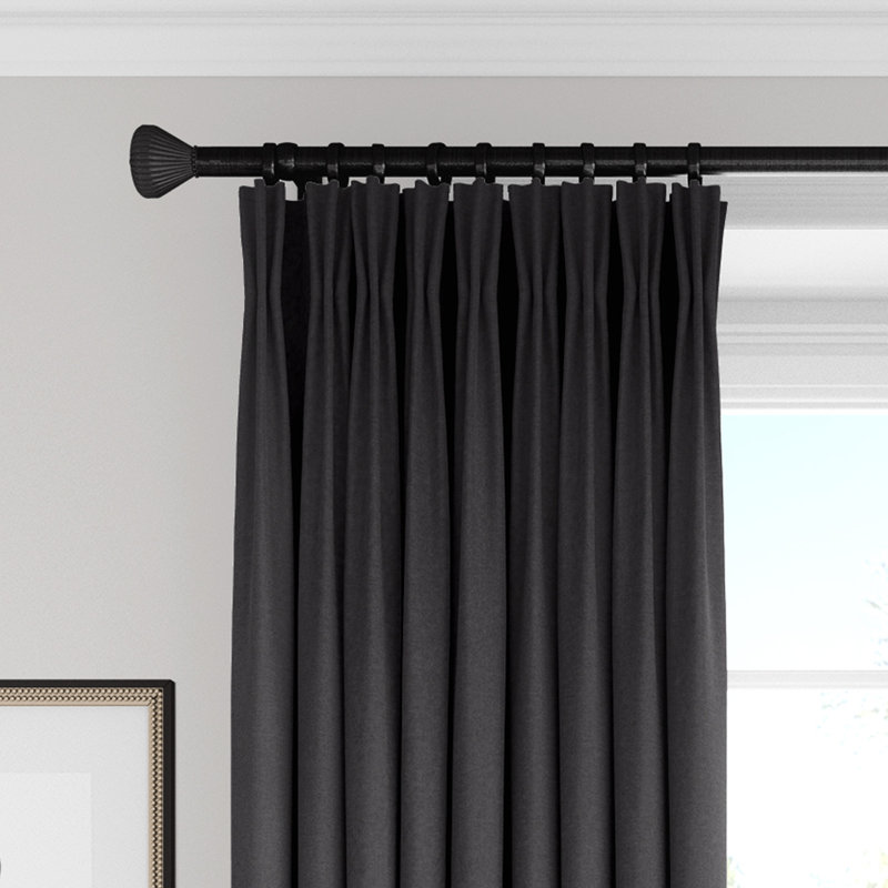 Alia Velvet Solid Color Pinch Pleat Curtain Panels, Charcoal, 20" W x 120" L