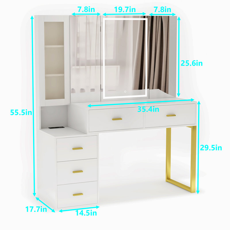 Meuble-lavabo avec miroir lumineux pliable