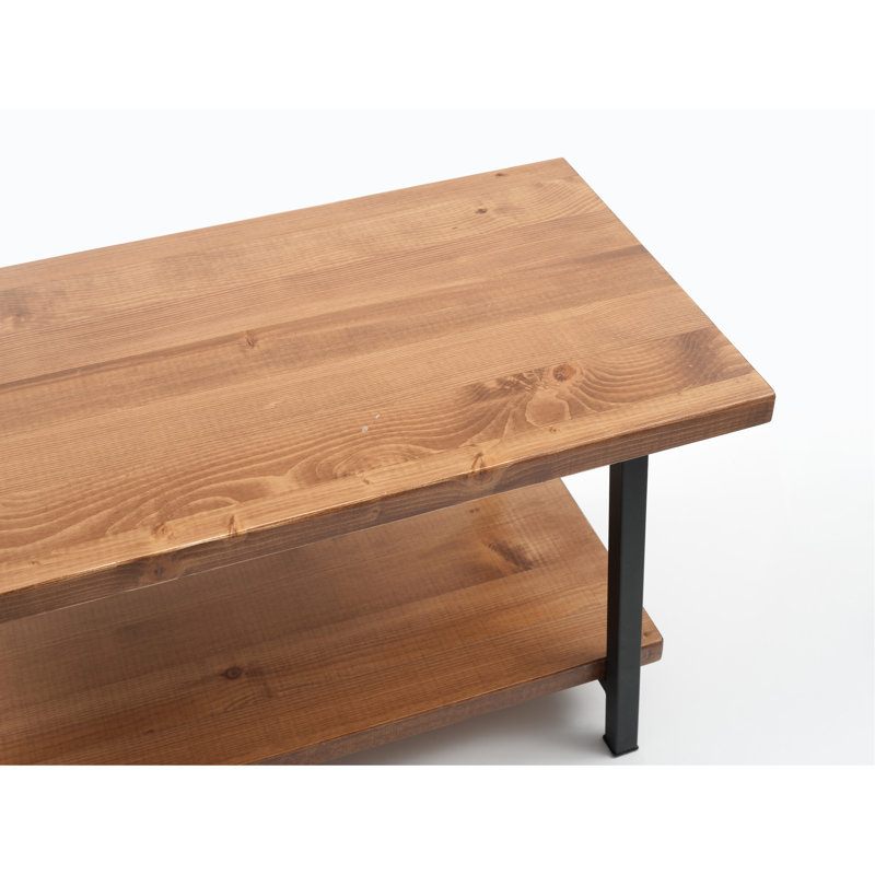 Table basse de salon rustique avec tablette, bois massif, 39 po x 20 po 21 po, noyer, bois de noyer du sud-ouest, 21 po
