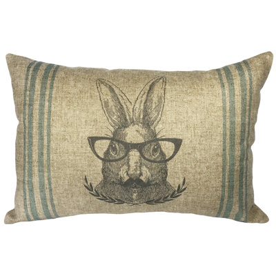  Rabbit Striped Linen Lumbar Pillow