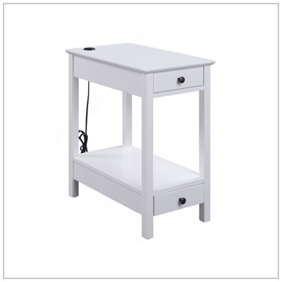 Byzad White Finish Accent Table W/USB