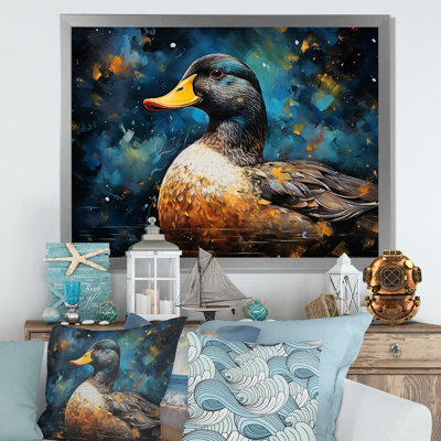 Canard bleu baroque «Elegance I», art mural animaux de canard