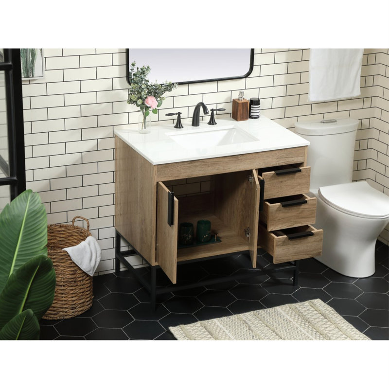 Ensemble de meuble-lavabo simple 36 po Eugene, Chêne naturel