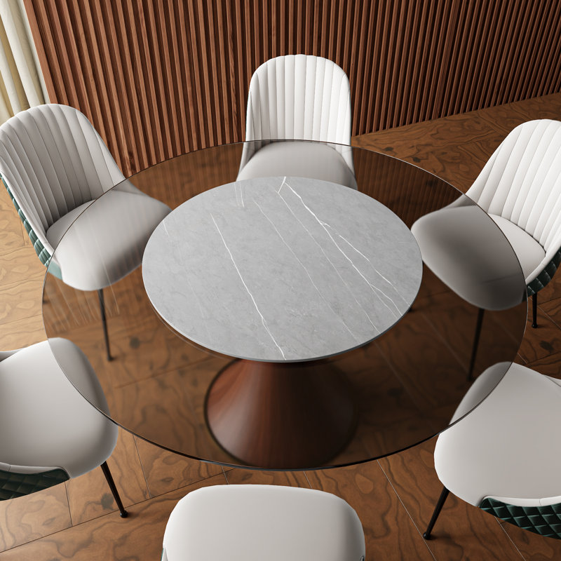 Plateau tournant rotatif à 360 ° en bois fritté Lazy Susan, H 0,47 po x L 23,6 po x l 23,6 po, Gris mat