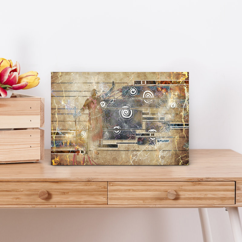 Tribal Spirit Dance Abstract Geometric Modern Wall Art Print, 30.48cm H x 45.72cm W