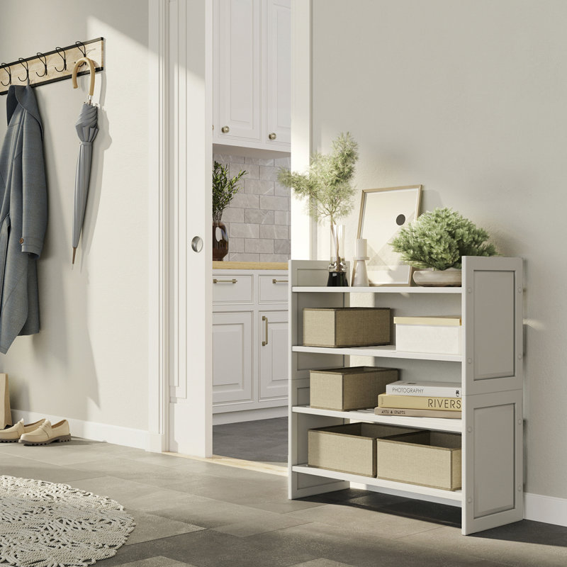 Solid Wood 2 Tier Storage Rack, White