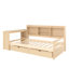 Lit de jour simple d'angle avec tiroirs de rangement et bureau et port de charge et bibliothèque de couleur blanche-302692088