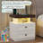 Farmhouse LED Nightstand Set Of 2, Bedroom Side Table With Charging Station, Rustic End Table With Drawers For Bedroom, Antique White-117528580
