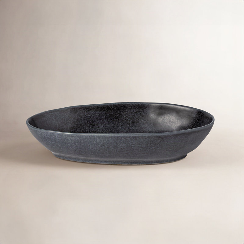 Livia Oval Stoneware Baker, Matte Black