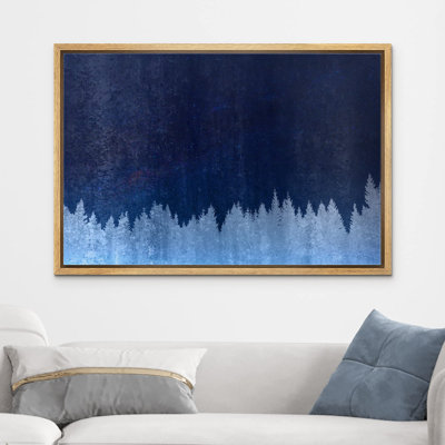 Grunge Style Ice Blue Pine Forest Silhouette Nature Wilderness Digital Art Modern Ultra