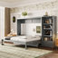 Lit escamotable avec rangement réglable, cadre de lit mural grand format, plateforme pliable pour petits espaces, conception multifonctionnelle et peu encombrante