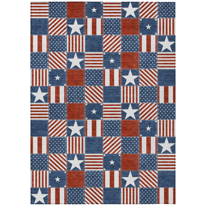 Machine Washable Indoor/Outdoor Chantille ACN2848 Americana Rug, 3' x 5'