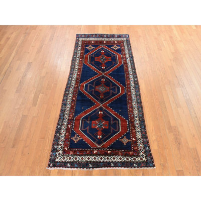 4'x8'9" Navy Blue, Antique Caucasian Rug