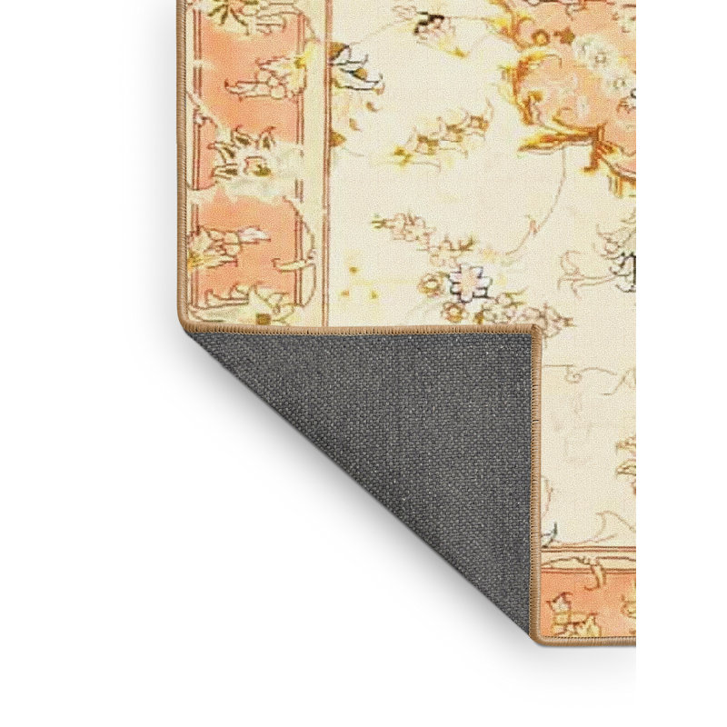 Tapis traditionnel jaune / orange Colitta, Rectangle 2 pi x 4 pi