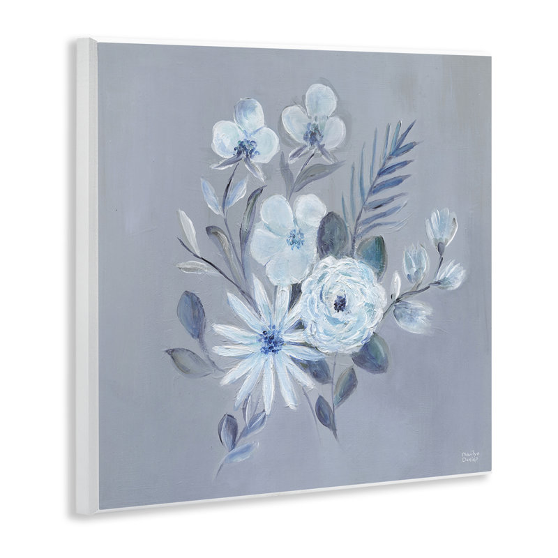 Plaque murale bouquet floral bleu, design par Marilyn Dunlap
