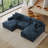 3 - Piece Upholstered Blue Chenille Modular Sectional Sofa with Armrests & Throw Pillows-1761462942-1761462936