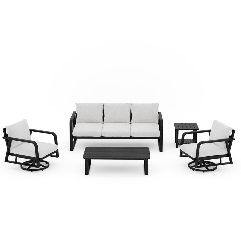 Ensembles de salle à manger de patio, 5 pièces: 2 chaises, table basse, canapé, table 