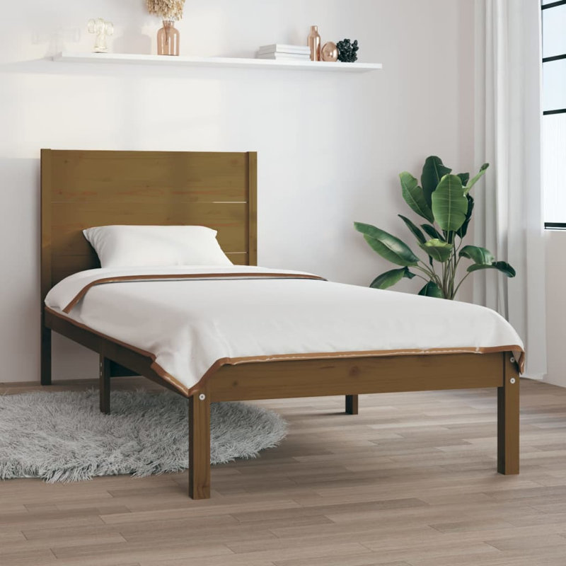 Bed Frame Solid Wood, Natural, Small Single (2'6)