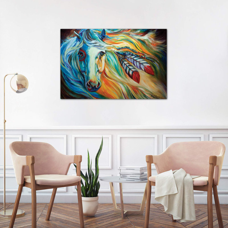 Breaking Dawn Indian War Horse by Marcia Baldwin - Painting on Canvas, No Frame, 101.6 cm H x 66.04 cm W x 1.91 cm D