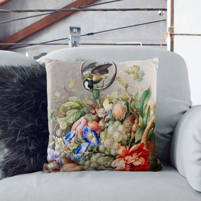 Bird with Flowers Scatter Cushion