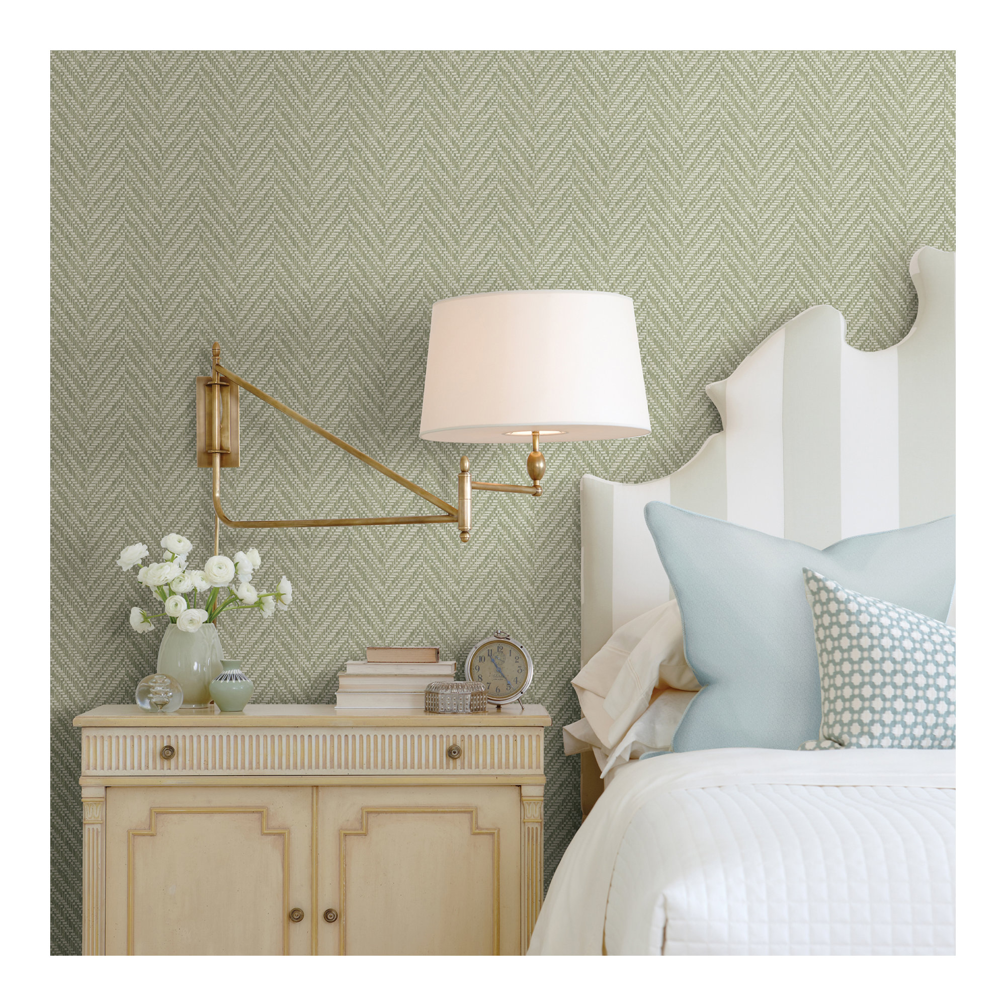 Ziggity Chevron Wallpaper, Meadow